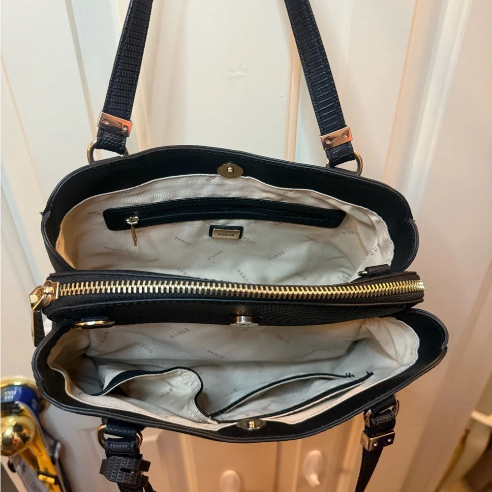 Guess Black Satchel with Textured Design - Picture 2 of 3